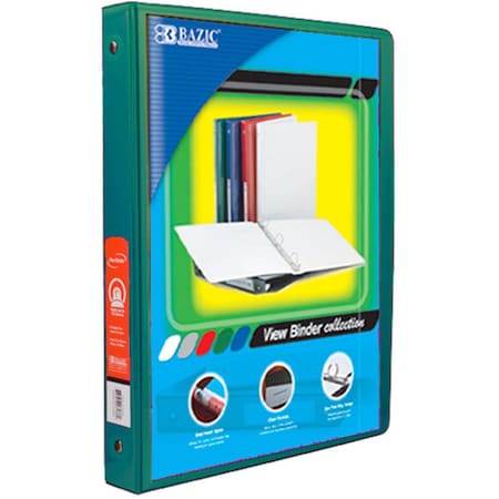Bazic Products DDI 1082268 BAZIC 1/2 3-Ring Binder - Green  View Finder  2 Pockets, 12PK BA36240